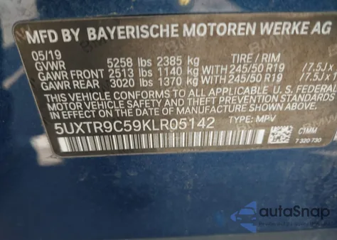 2019 BMW X3 xDrive30I from USA, damaged, VIN 5UXTR9C59KLR05142